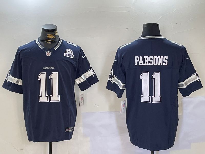 Men Dallas Cowboys #11 Parsons Blue 2024 Nike Three generations Vapor Limited NFL Jersey style 9